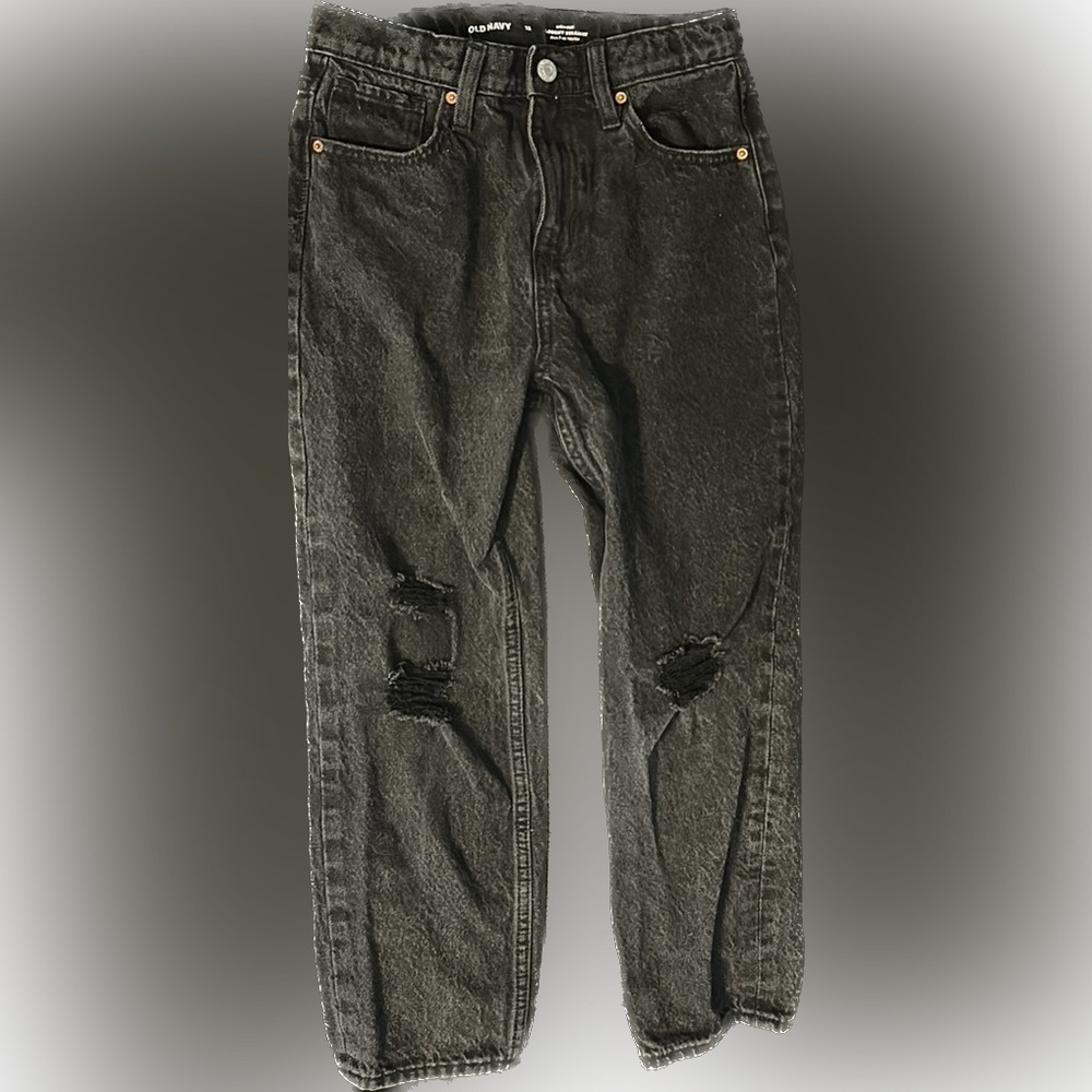 Old Navy, girls size 12, black, high rise, slouchy straight jeans